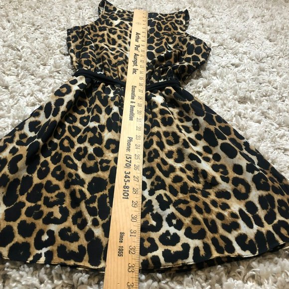 Sz S Express Sleeveless Leopard Print Tank Dress w/Elastic Waist & Belt, Ruffle - Picture 6 of 6